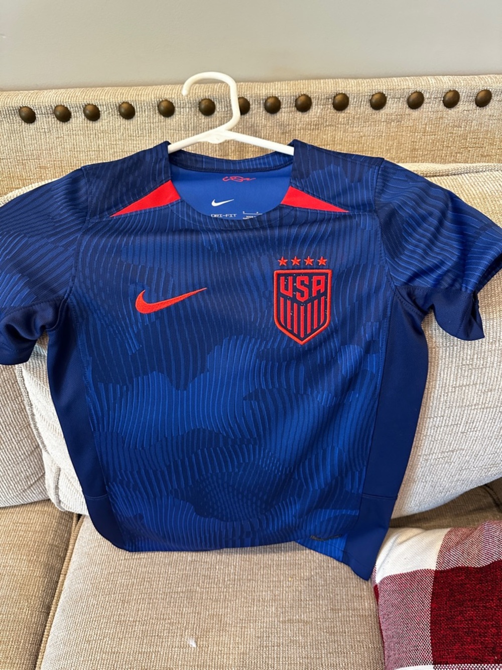 Nike Kids Team USA Navy Blue Soccer Jersey with Red Accents